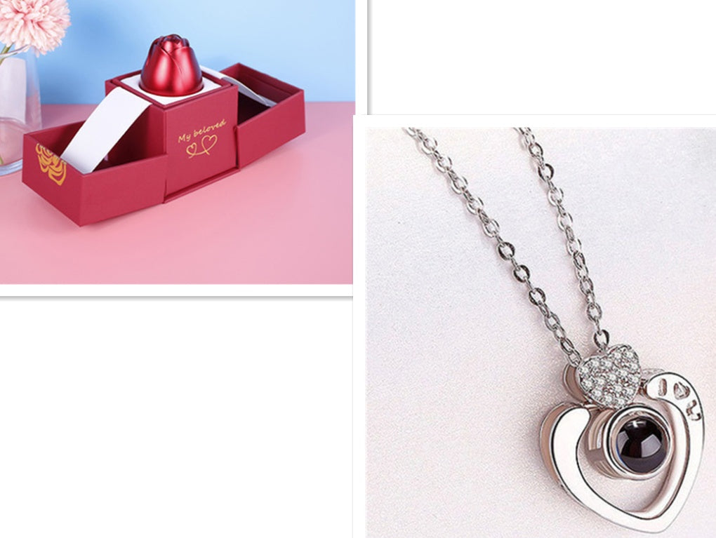 Gifts Metal Rose Jewelry Gift Box Necklace For Wedding Girlfriend Necklace Gifts