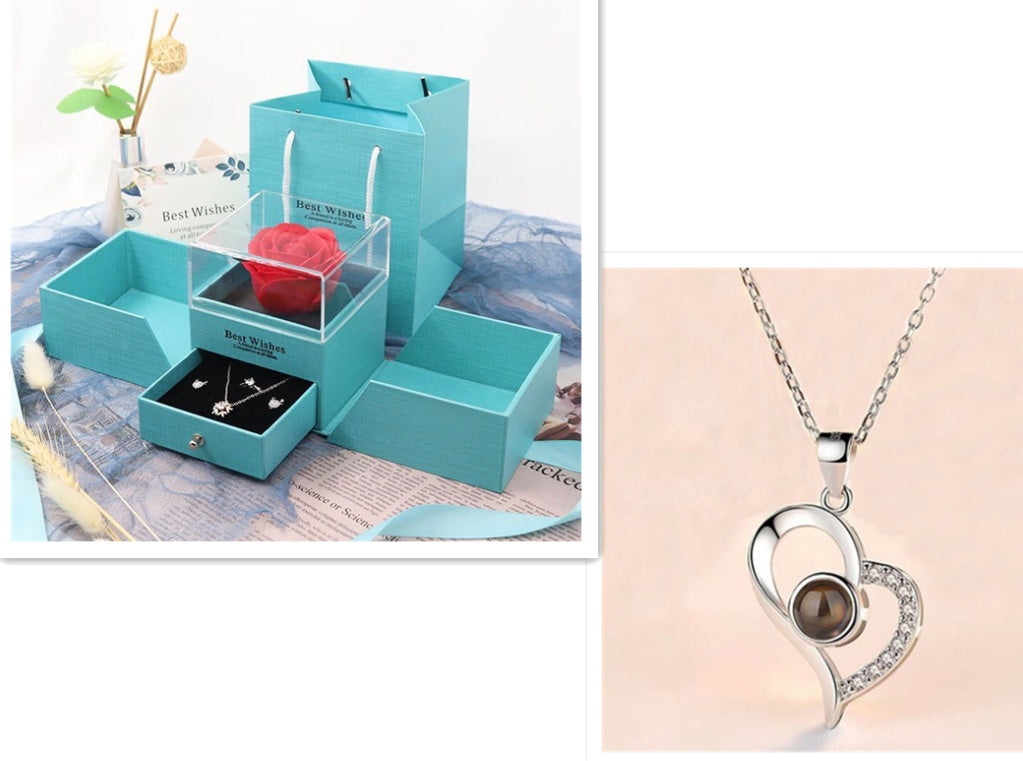 Gifts Metal Rose Jewelry Gift Box Necklace For Wedding Girlfriend Necklace Gifts