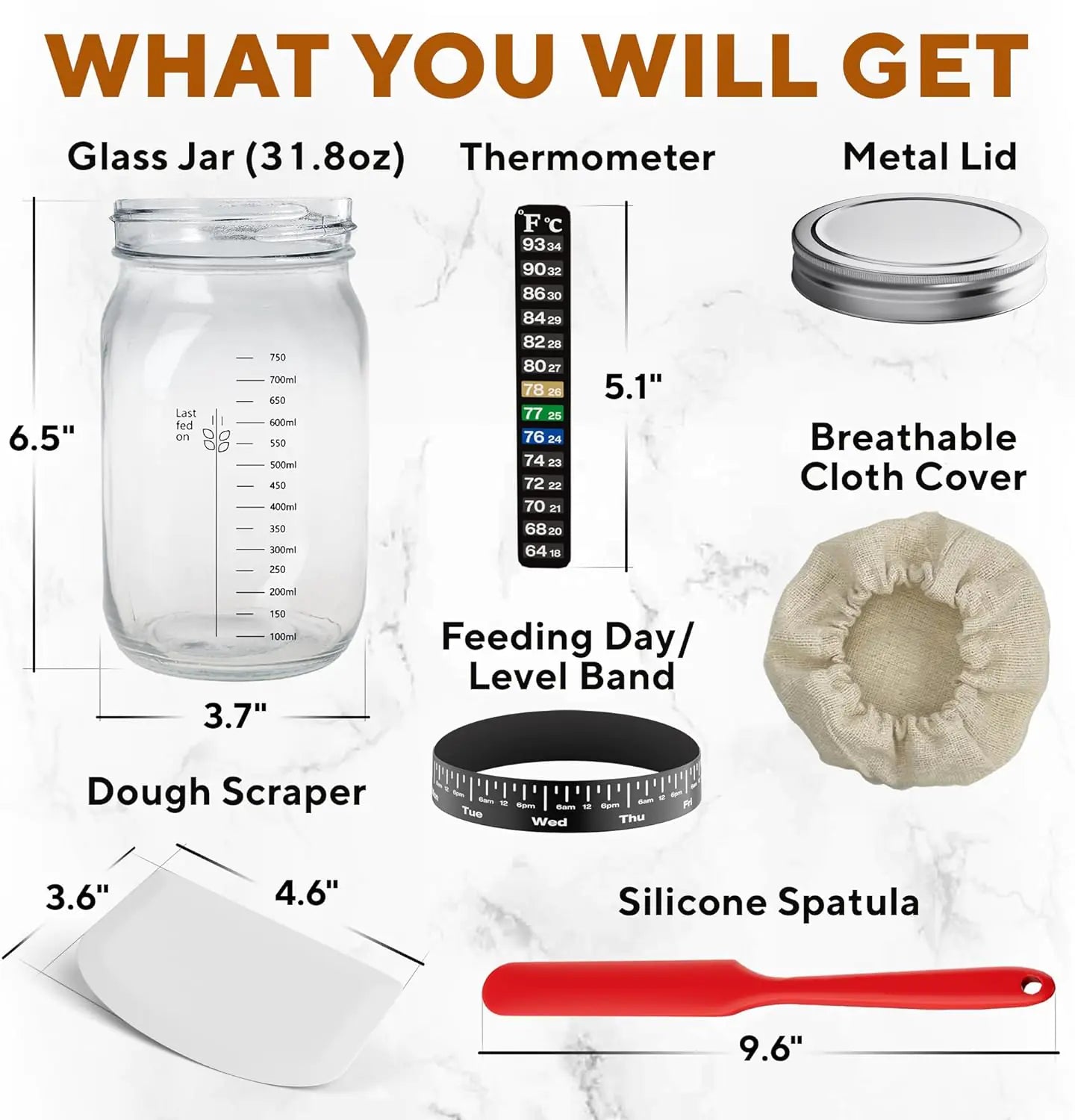 Ultimate Sourdough Starter Jar Kit 31.8 oz - Reusable Sourdough Jar for Easy Bread Baking - Perfect to Make Your Sour Dough Bread Dough Starter - Easy to Use & Clean Complete Sourdough Starter Kit