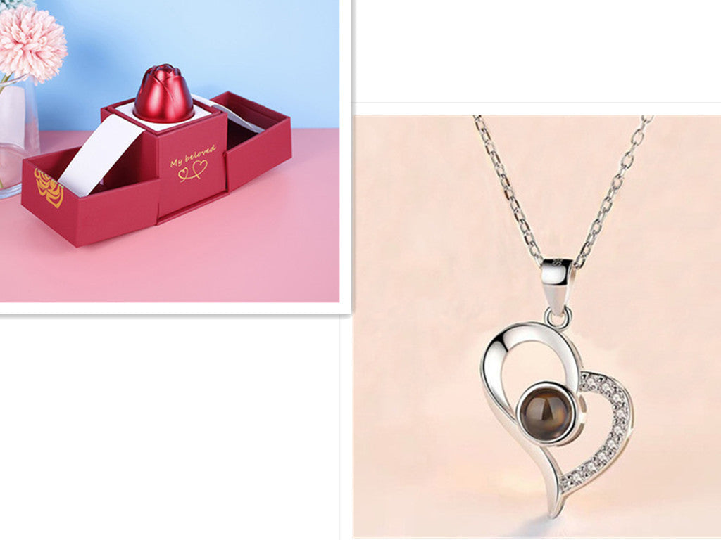 Gifts Metal Rose Jewelry Gift Box Necklace For Wedding Girlfriend Necklace Gifts