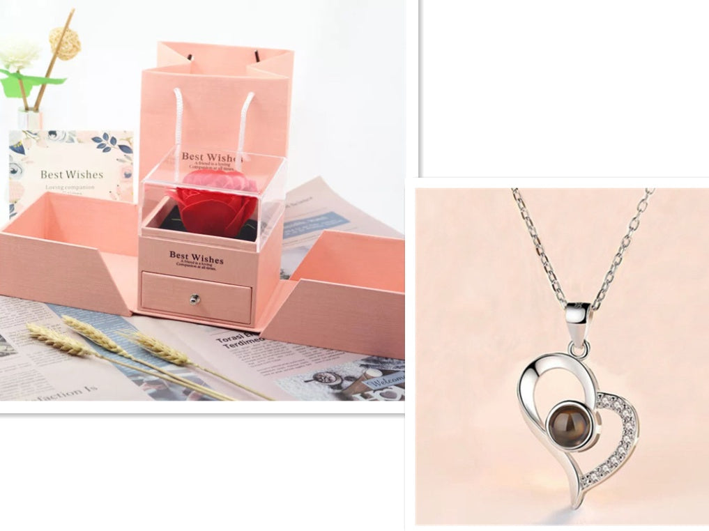 Gifts Metal Rose Jewelry Gift Box Necklace For Wedding Girlfriend Necklace Gifts