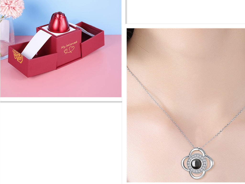 Gifts Metal Rose Jewelry Gift Box Necklace For Wedding Girlfriend Necklace Gifts