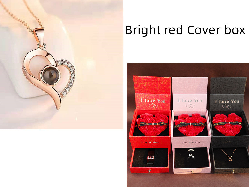 Gifts Metal Rose Jewelry Gift Box Necklace For Wedding Girlfriend Necklace Gifts